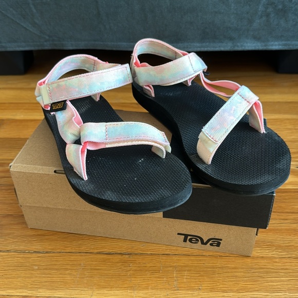 Teva Women's Original Universal Tie-Dye Casual Sandals (Sorbet Lemon) Size 9 - Picture 2 of 6